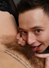 This naughty toy boy gets a Hairy mature pussy to please