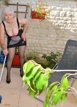 Elite Mature Porn Pics British granny masturbating in her garden - Mature.nl xxx sex photos