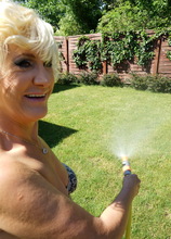Elite Mature Porn Pics Horny blonde mature woman getting naughty in her garden - Mature.nl xxx sex photos