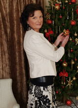 mature woman having a little christmas party