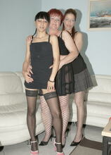 Three old and young lesbians playing together