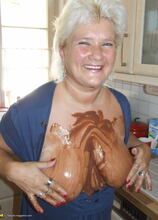 Elite Mature Porn Pics Big titted mama covered in chocolate - Mature.nl xxx sex photos